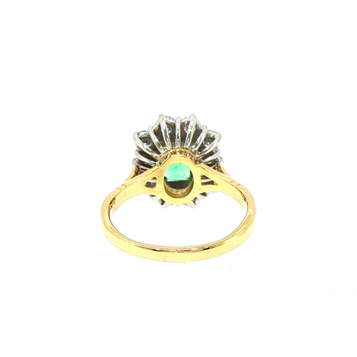 1ct Emerald & 0.45ct Natural Diamond Cluster in 18ct Yellow Gold