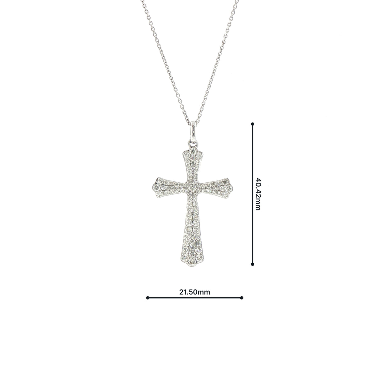 Vintage Natural Diamond Cross and Chain in 18ct White Gold