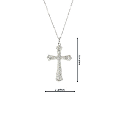 Vintage Natural Diamond Cross and Chain in 18ct White Gold