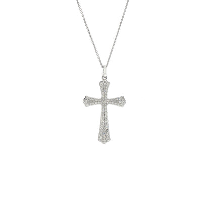 Vintage Natural Diamond Cross and Chain in 18ct White Gold