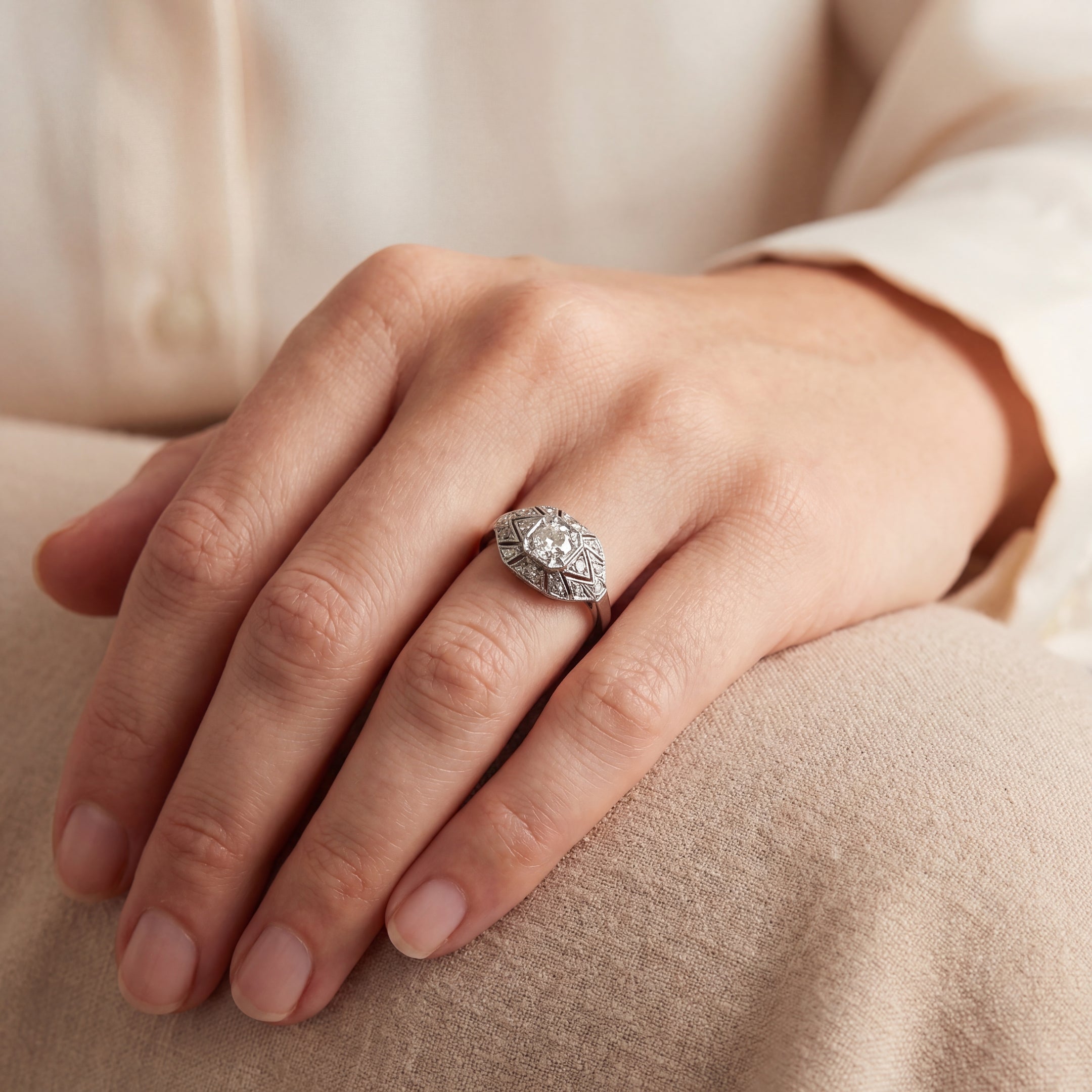 0.25ct Victorian Panel Closter Ring set in Platinum