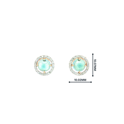 Cabochon Blue Topaz And Natural Diamond Halo Earrings Set In 18ct Yellow Gold