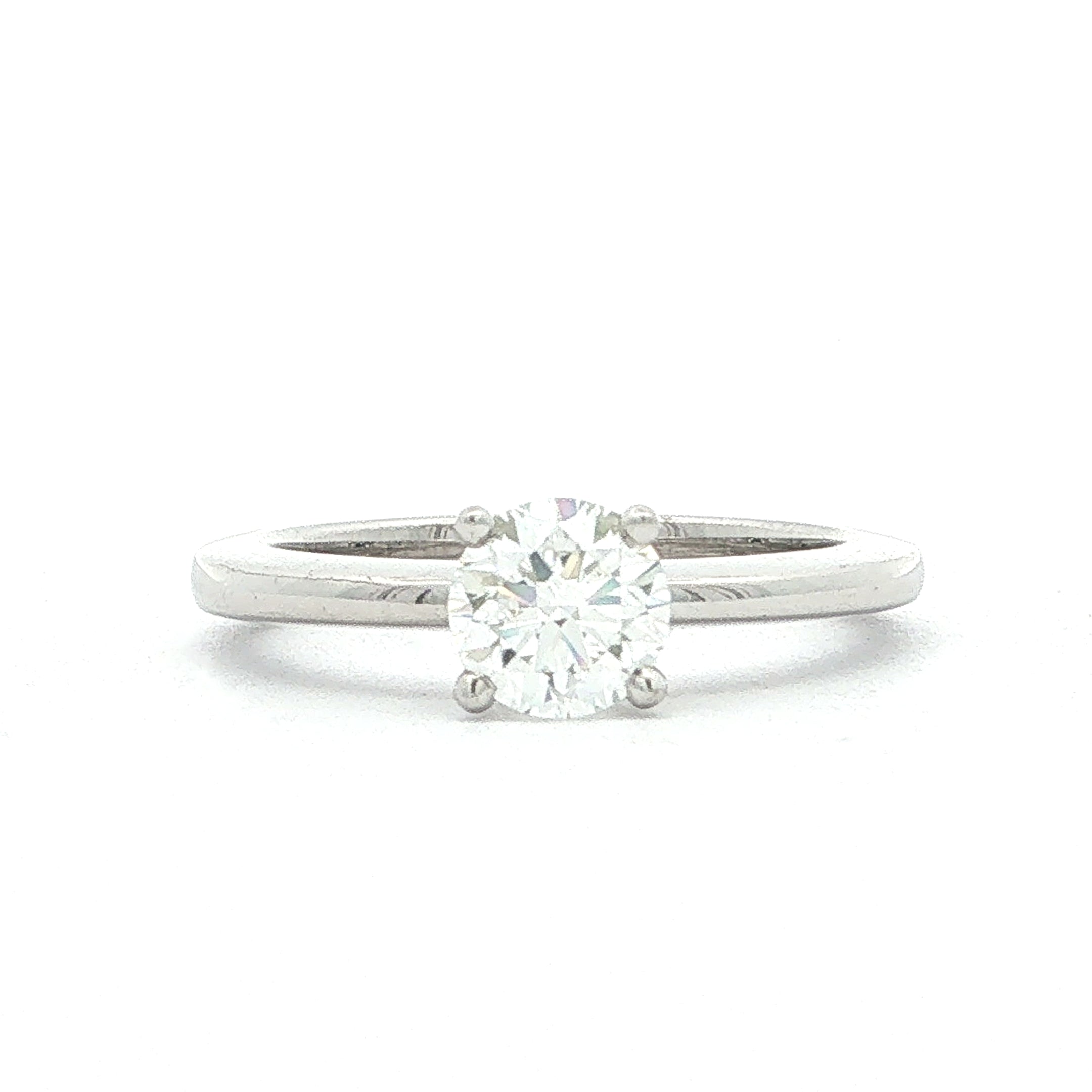 0.65ct F VVS2 Certified Natural Diamond Solitaire Ring 18ct White Gold