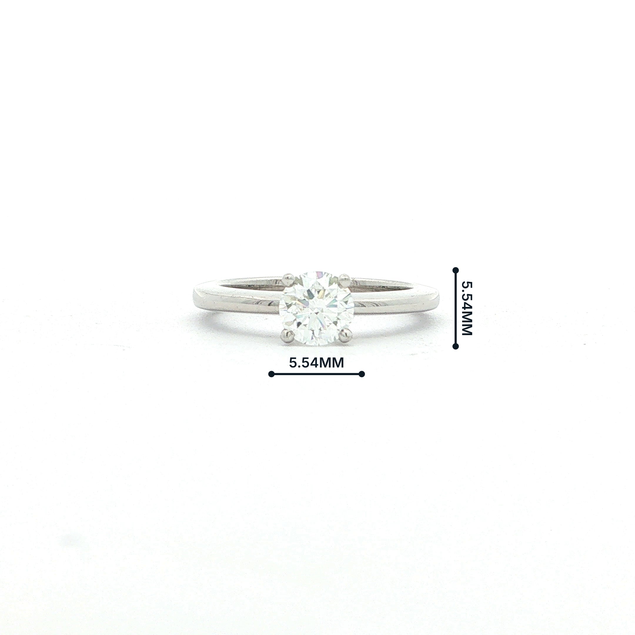 0.65ct F VVS2 Certified Natural Diamond Solitaire Ring 18ct White Gold