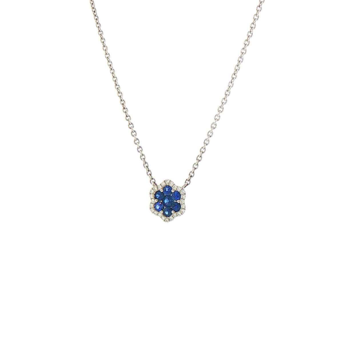 Vintage Natural Sapphire and Diamond Flower Pendant