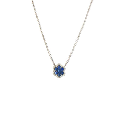 Vintage Natural Sapphire and Diamond Flower Pendant