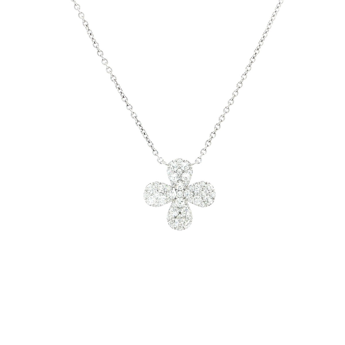 Natural Diamond Flower Pendant in 18ct White Gold