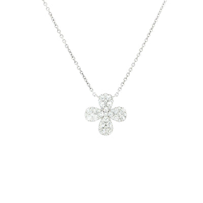 Natural Diamond Flower Pendant in 18ct White Gold