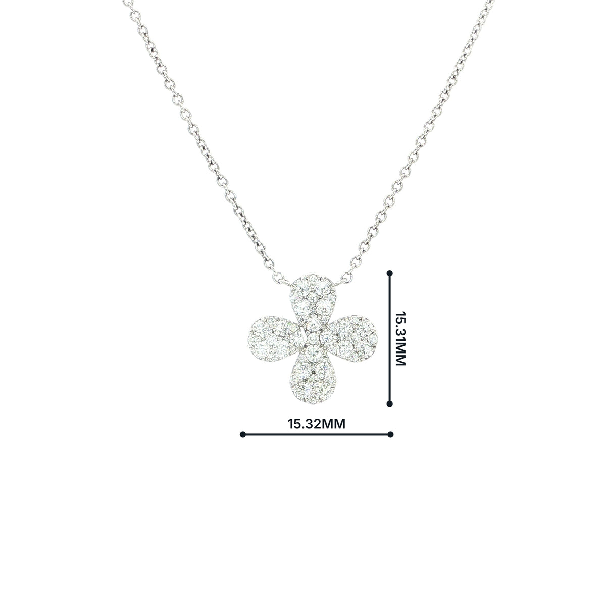 Natural Diamond Flower Pendant in 18ct White Gold