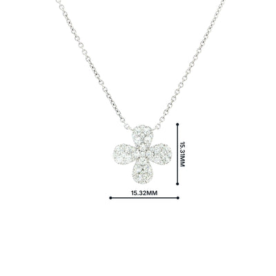 Natural Diamond Flower Pendant in 18ct White Gold