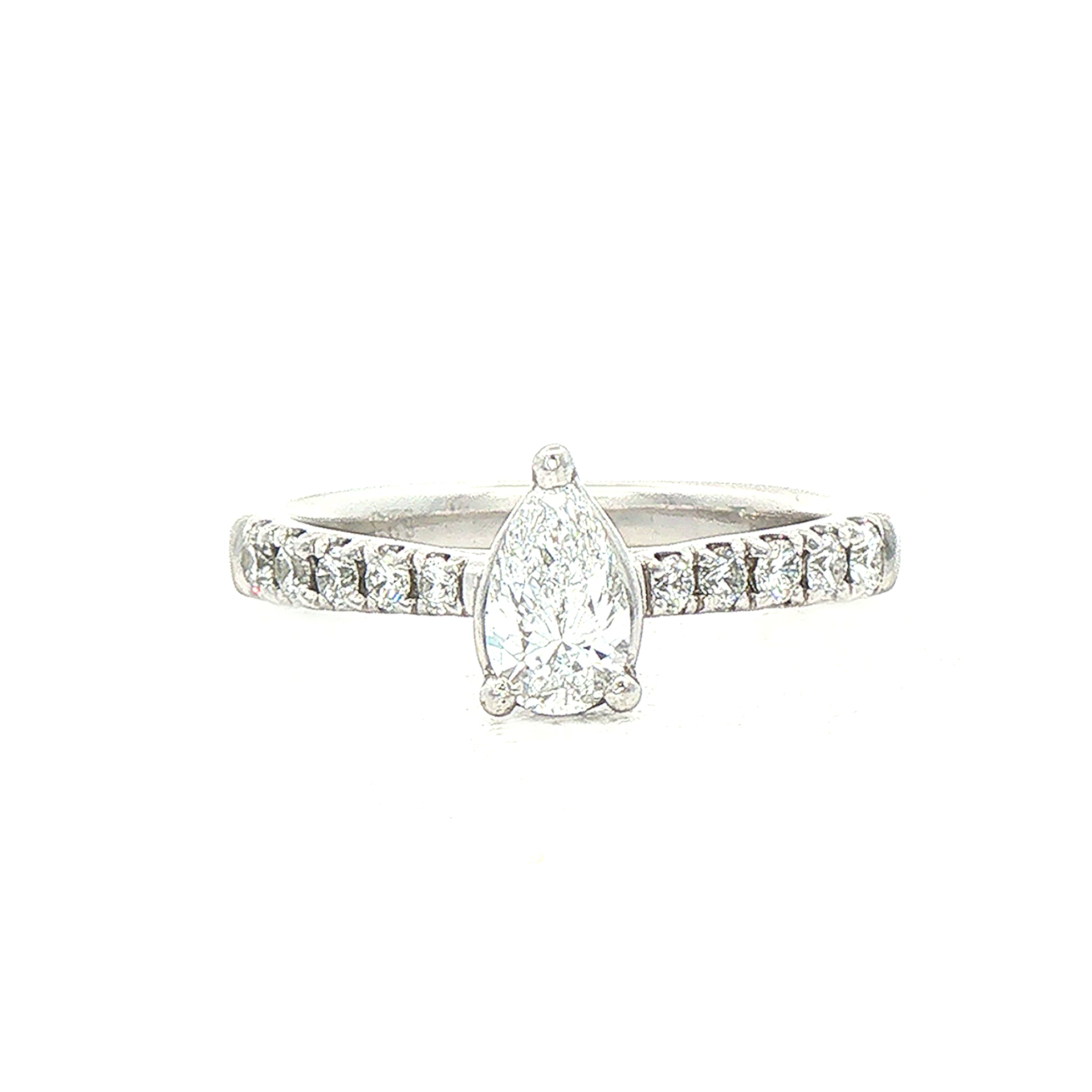 0.41ct Dvs1 Natural Diamond Pear Solitaire With Diamond Shoulders Set In Platinum