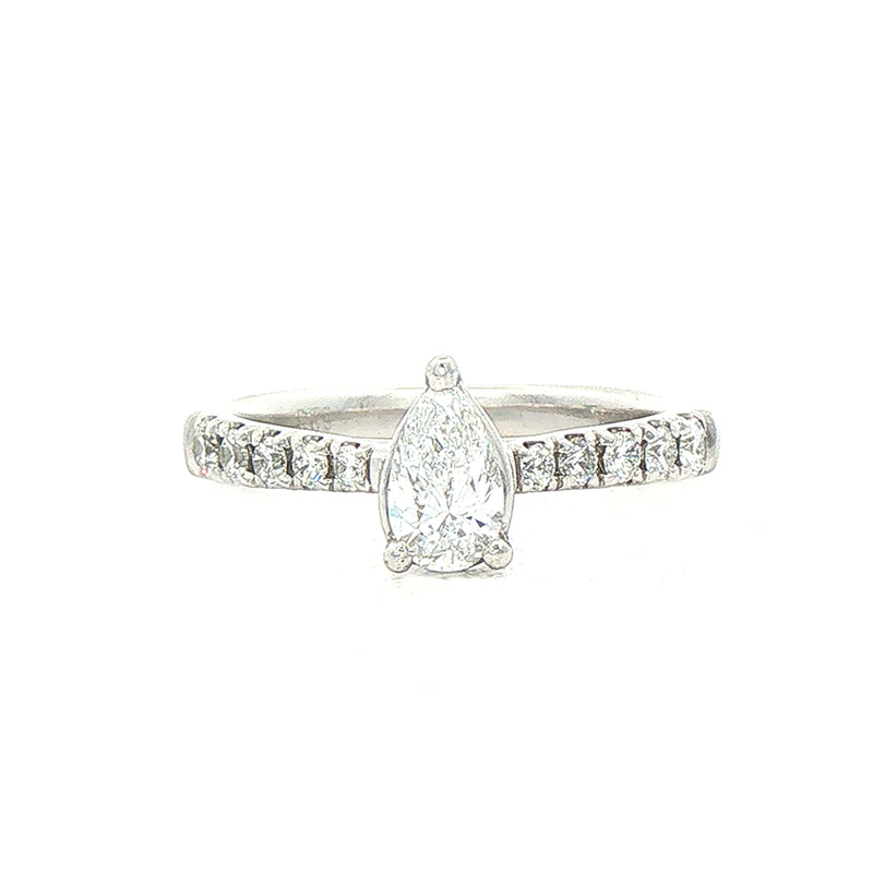 0.41ct Dvs1 Natural Diamond Pear Solitaire With Diamond Shoulders Set In Platinum