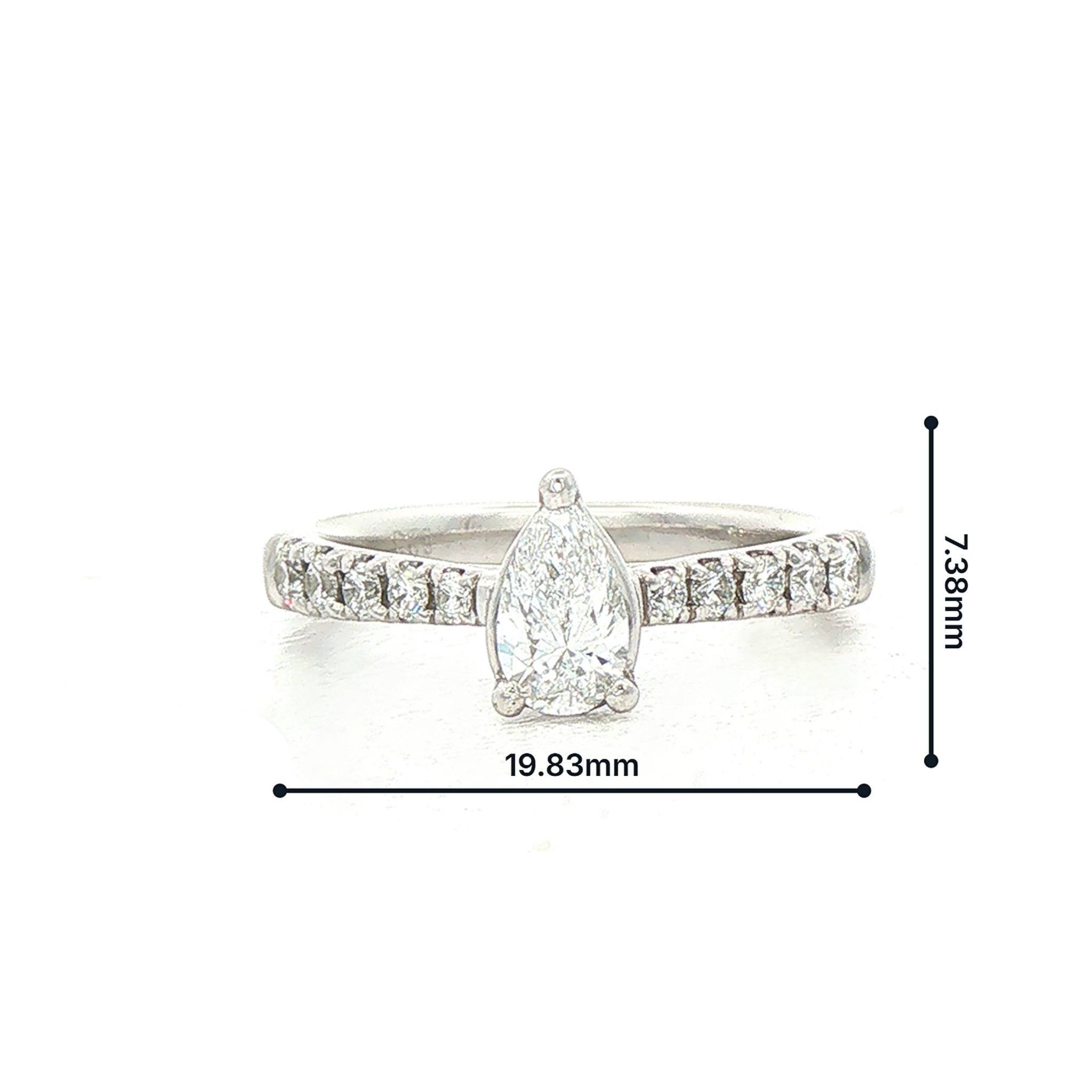 0.41ct Dvs1 Natural Diamond Pear Solitaire With Diamond Shoulders Set In Platinum