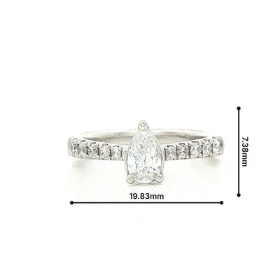 0.41ct Dvs1 Natural Diamond Pear Solitaire With Diamond Shoulders Set In Platinum