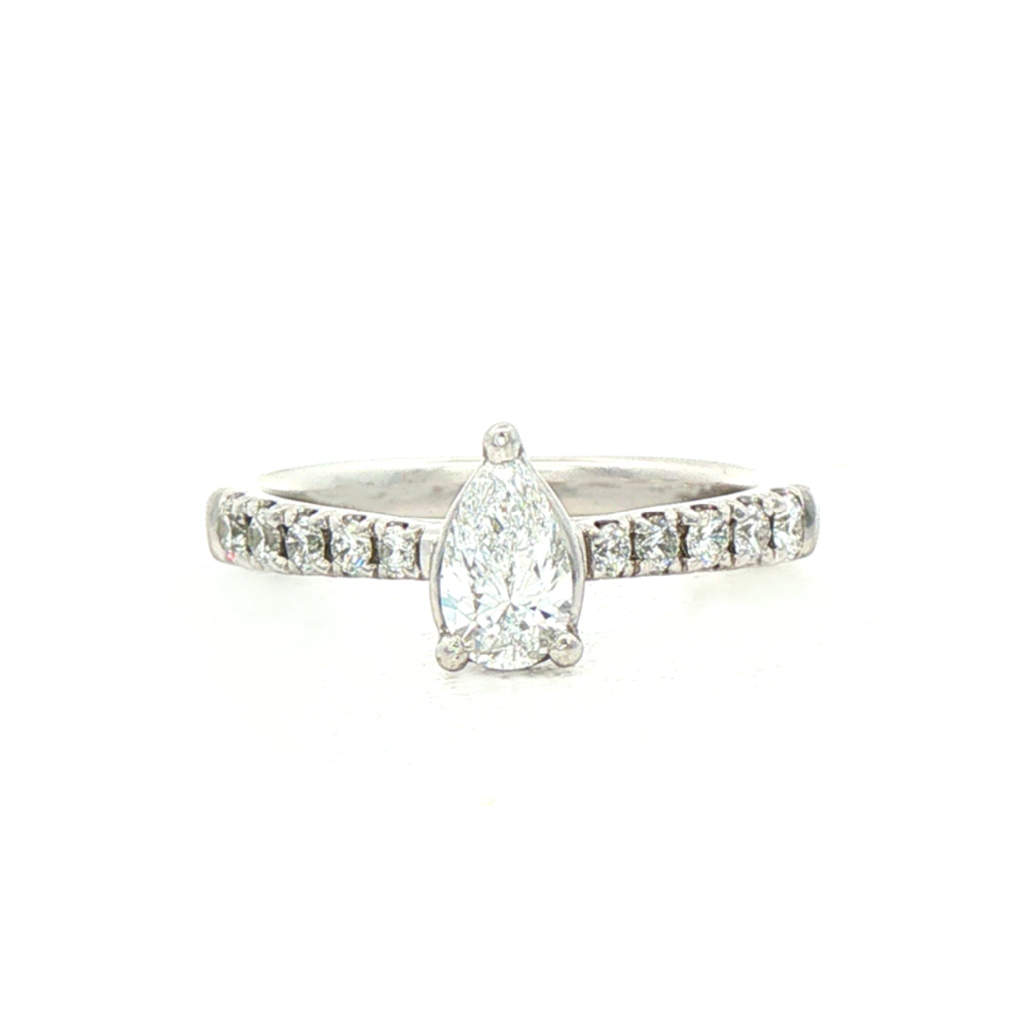 0.41ct Dvs1 Natural Diamond Pear Solitaire With Diamond Shoulders Set In Platinum