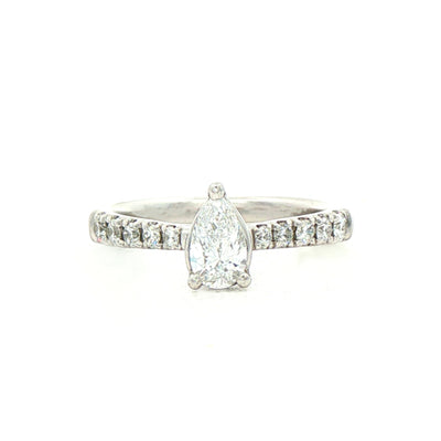 0.41ct Dvs1 Natural Diamond Pear Solitaire With Diamond Shoulders Set In Platinum