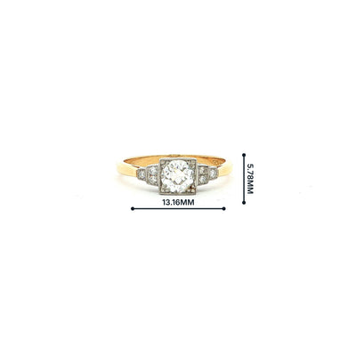 Vintage Old Cut Style Natural Diamond Box Set Engagement Ring in 18ct Yellow Gold & Platinum