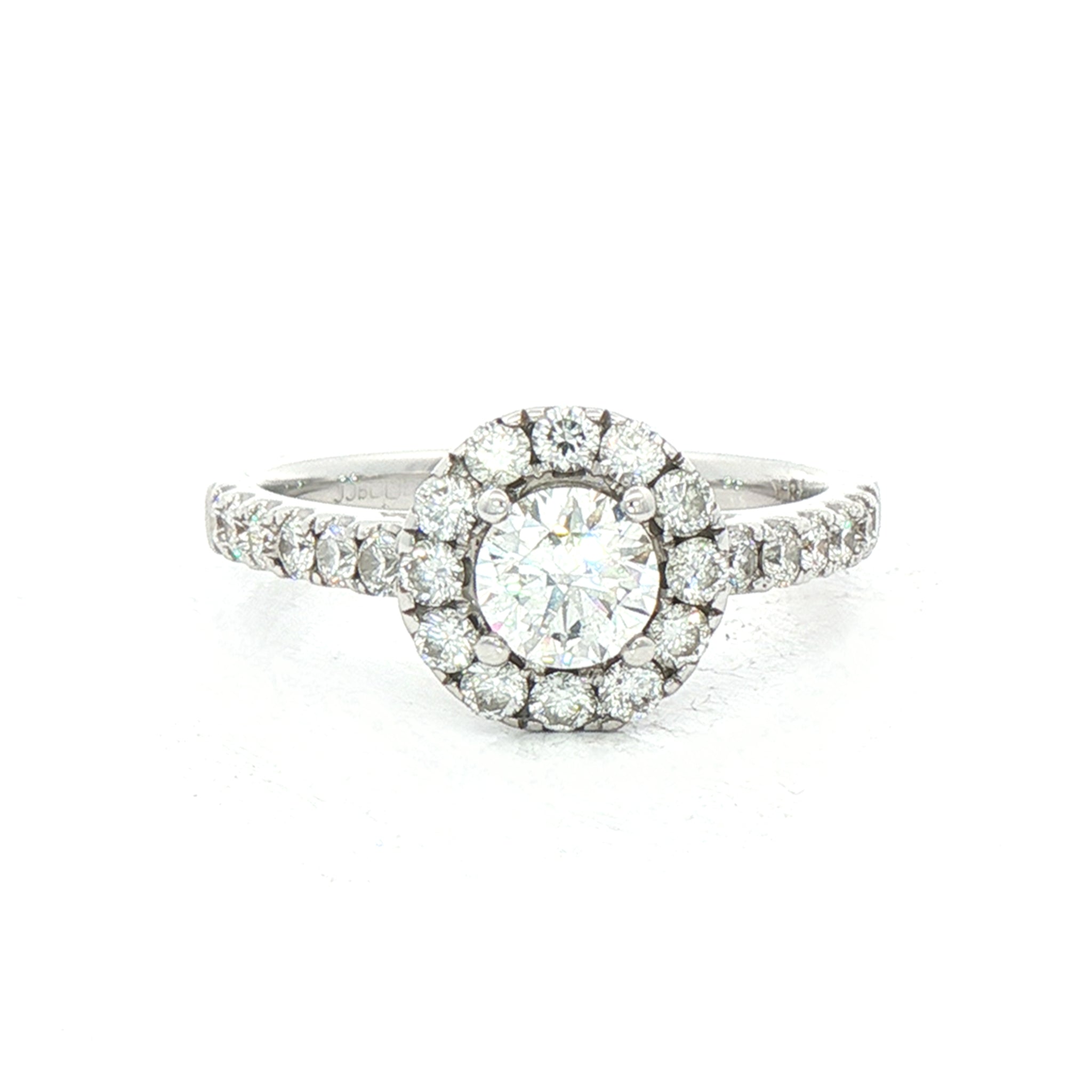 0.46ct Natural Diamond Round Diamond Halo Closter Ring Set in 18ct White Gold