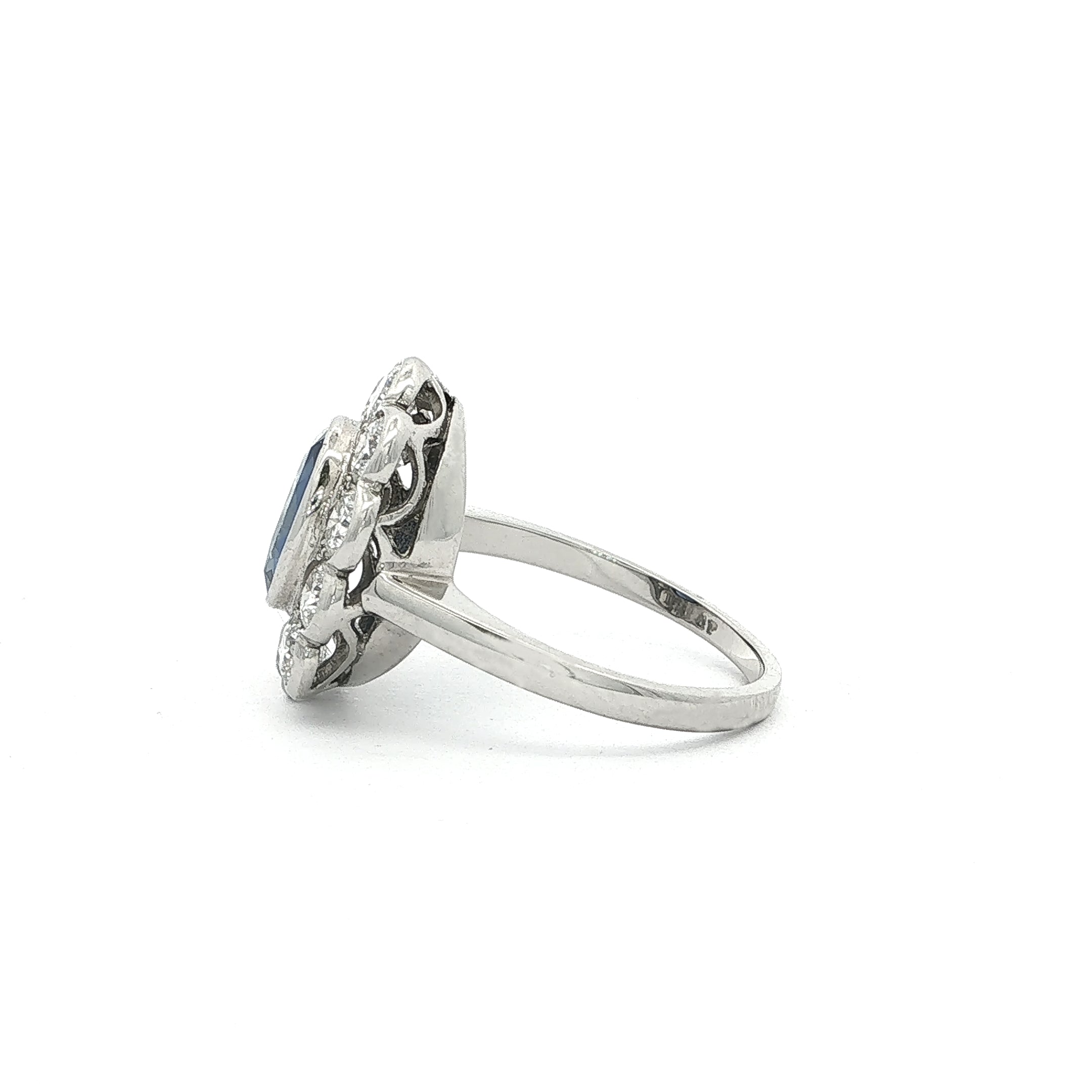 2.07ct Oval Sapphire & Natural Diamond Cluster 1.60ct Set in 18ct White Gold