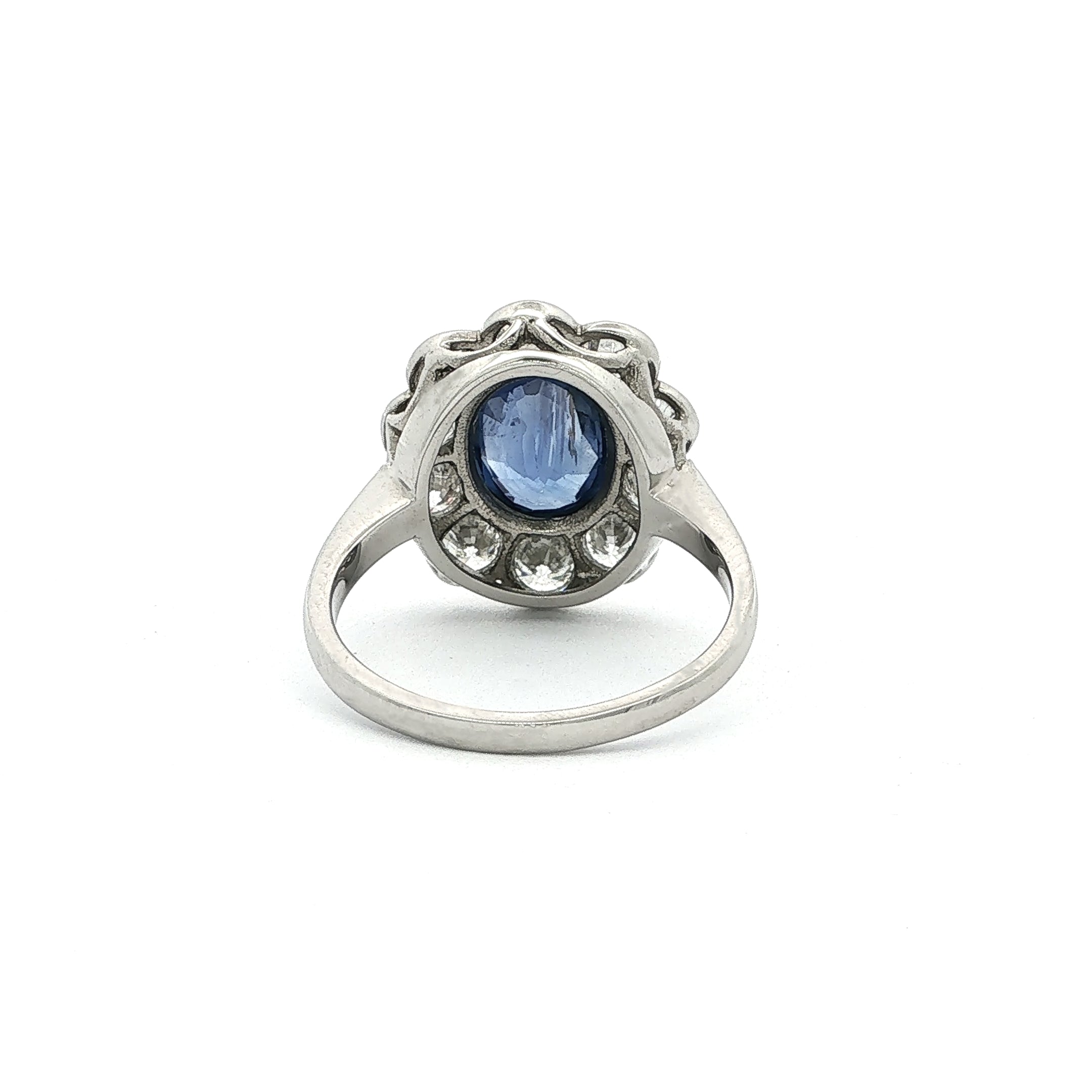 2.07ct Oval Sapphire & Natural Diamond Cluster 1.60ct Set in 18ct White Gold
