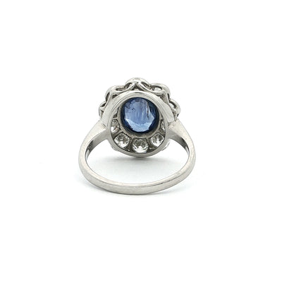 2.07ct Oval Sapphire & Natural Diamond Cluster 1.60ct Set in 18ct White Gold