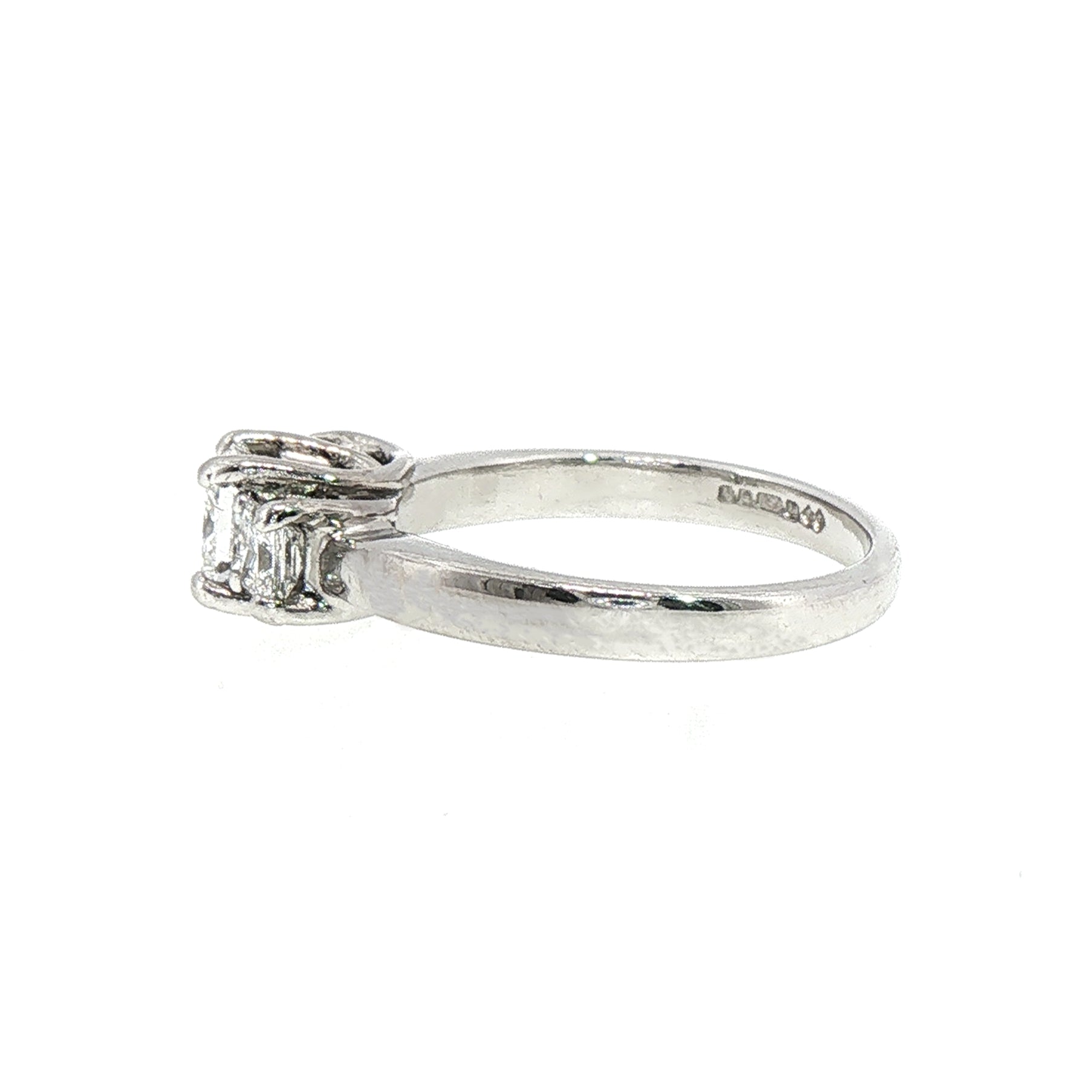 0.58ct Natural Diamond 3 Stone Princess Cut Ring Set in 18ct White Gold