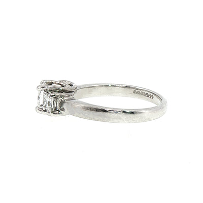 0.58ct Natural Diamond 3 Stone Princess Cut Ring Set in 18ct White Gold