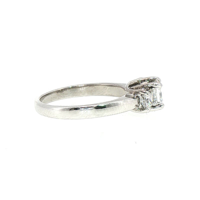 0.58ct Natural Diamond 3 Stone Princess Cut Ring Set in 18ct White Gold