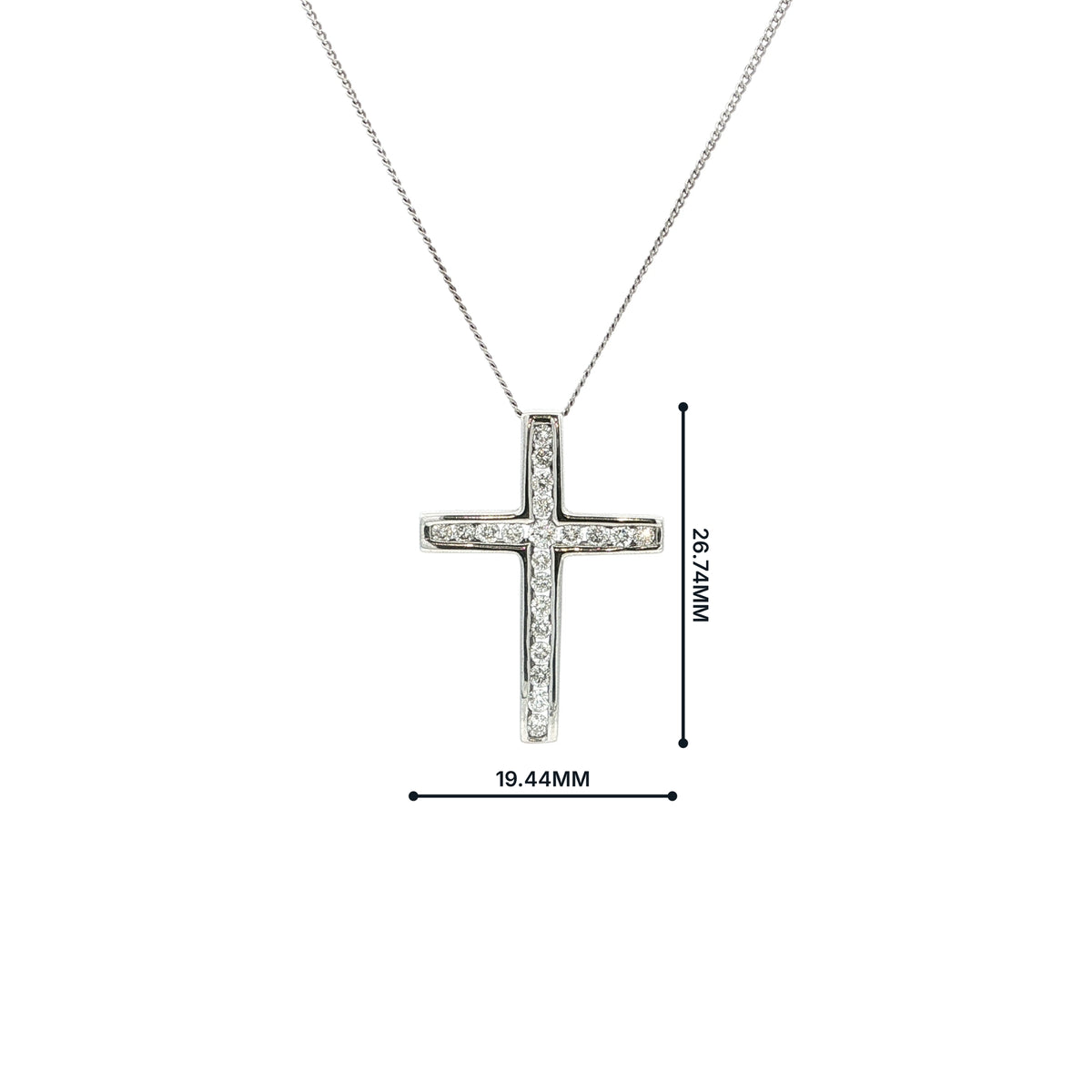 Vintage Diamond Channel Cross and Chain in 18ct White Gold