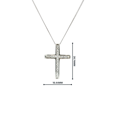 Vintage Diamond Channel Cross and Chain in 18ct White Gold
