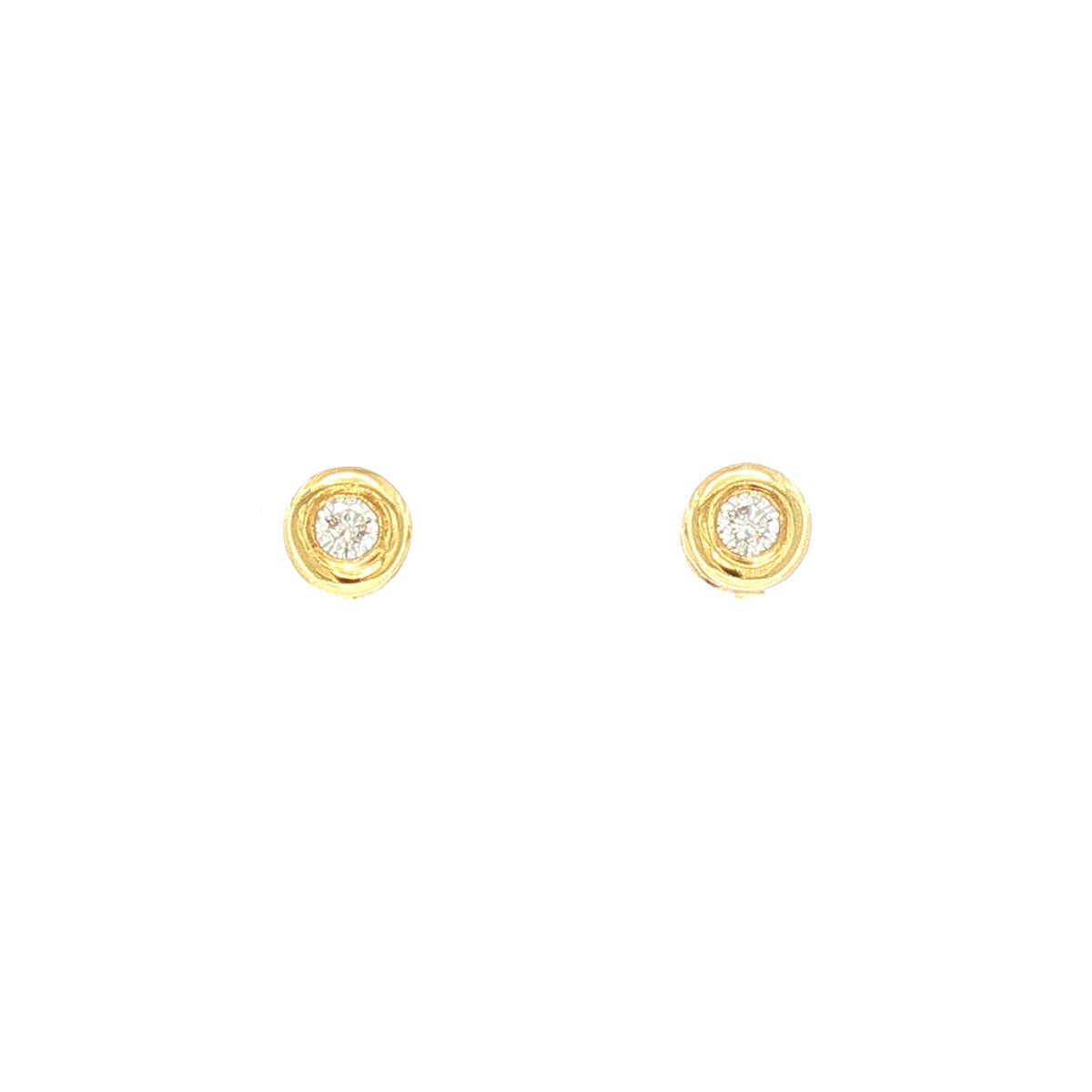Vintage Round Natural Diamond Stud Earrings in 18ct Yellow Gold