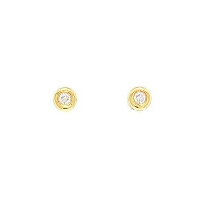 Vintage Round Natural Diamond Stud Earrings in 18ct Yellow Gold