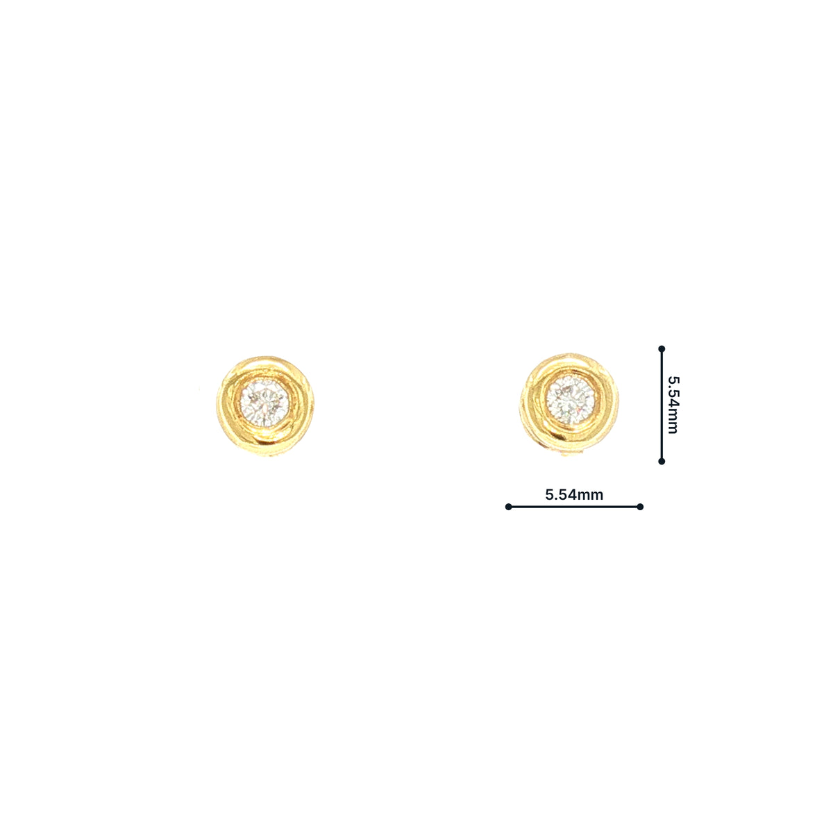 Vintage Round Natural Diamond Stud Earrings in 18ct Yellow Gold