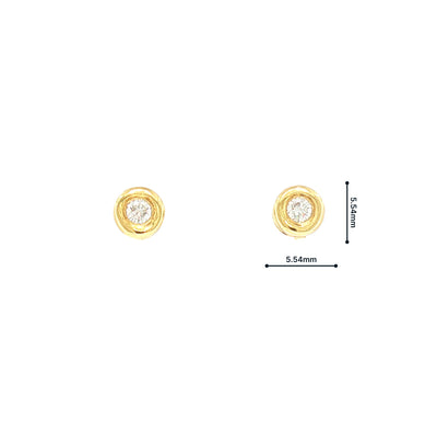 Vintage Round Natural Diamond Stud Earrings in 18ct Yellow Gold
