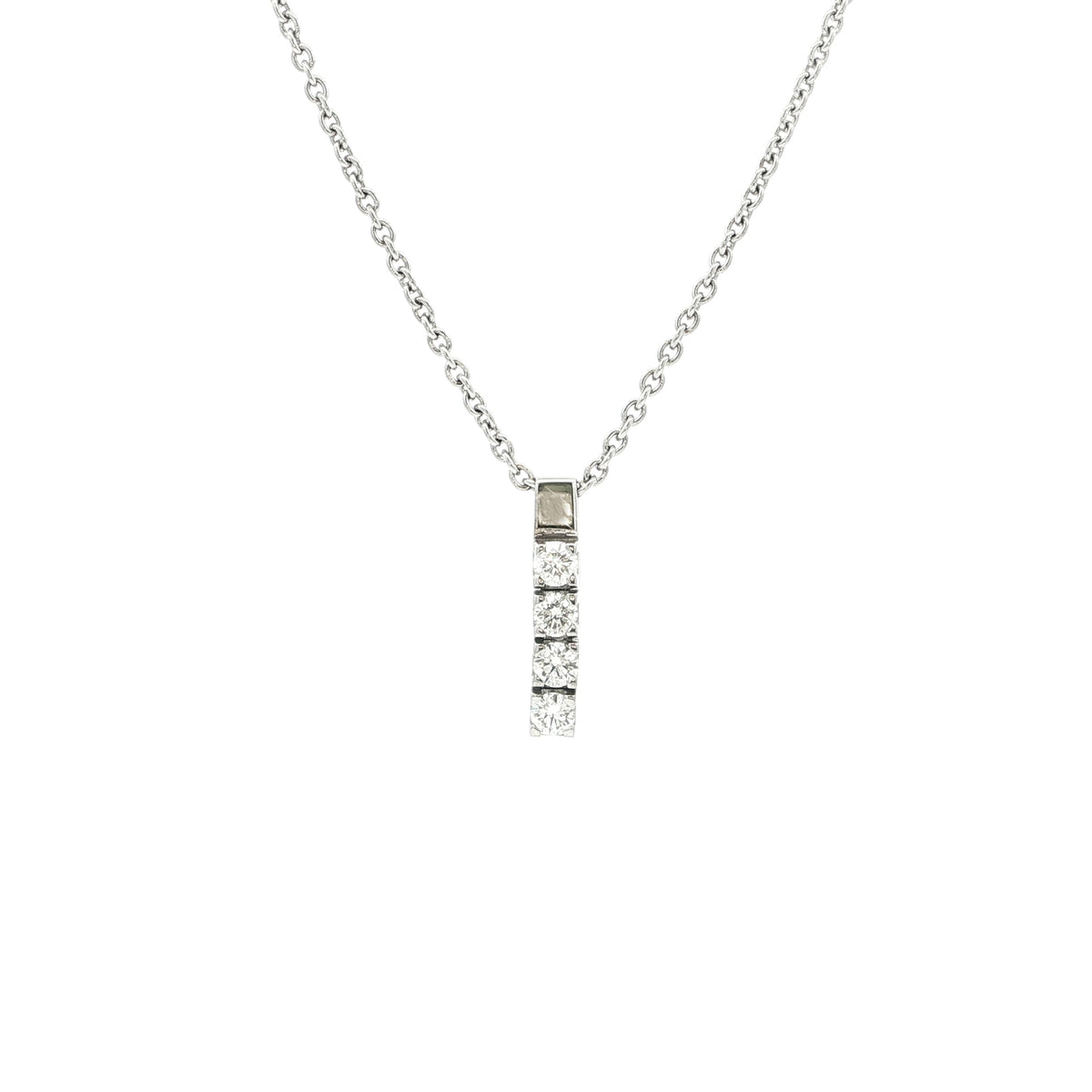 Vintage Natural 0.48ct Diamond Drop Pendant and Chain in 18ct White Gold