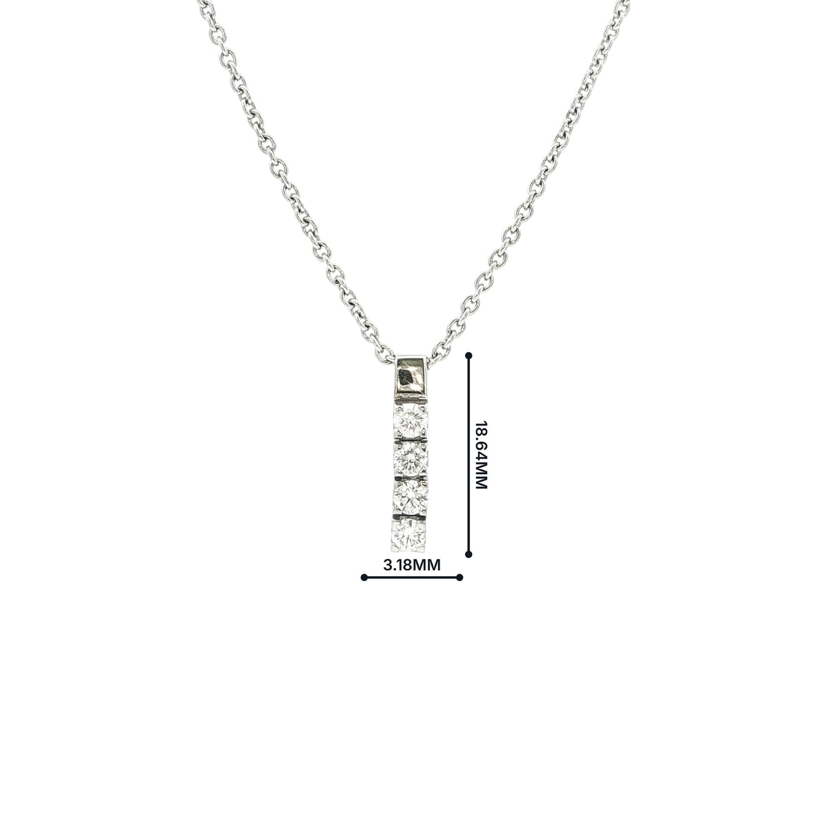 Vintage Natural 0.48ct Diamond Drop Pendant and Chain in 18ct White Gold