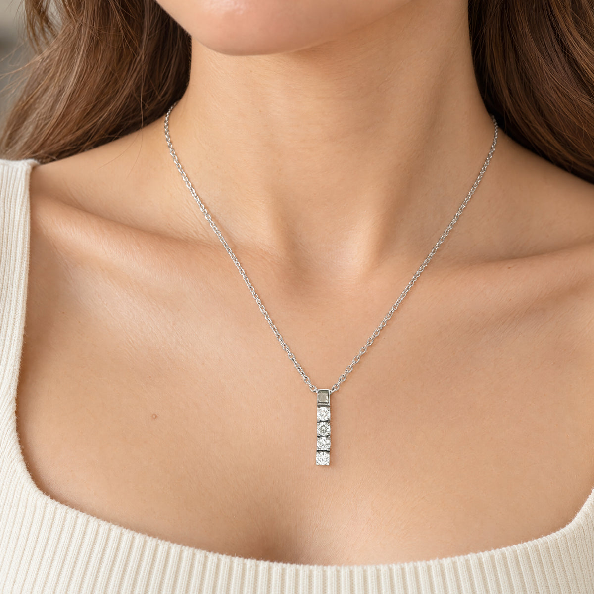 Vintage Natural 0.48ct Diamond Drop Pendant and Chain in 18ct White Gold