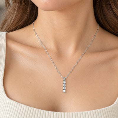 Vintage Natural 0.48ct Diamond Drop Pendant and Chain in 18ct White Gold