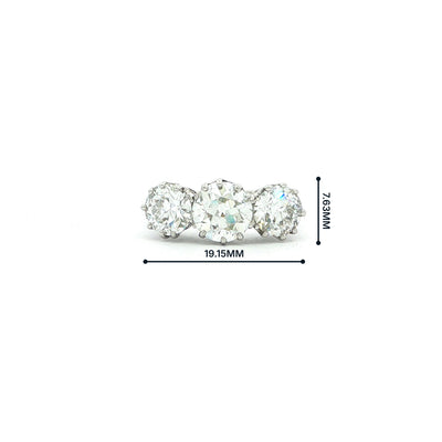 Natural Diamond Three Stone Ring in 18ct White Gold