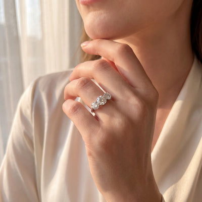 Natural Diamond Three Stone Ring in 18ct White Gold