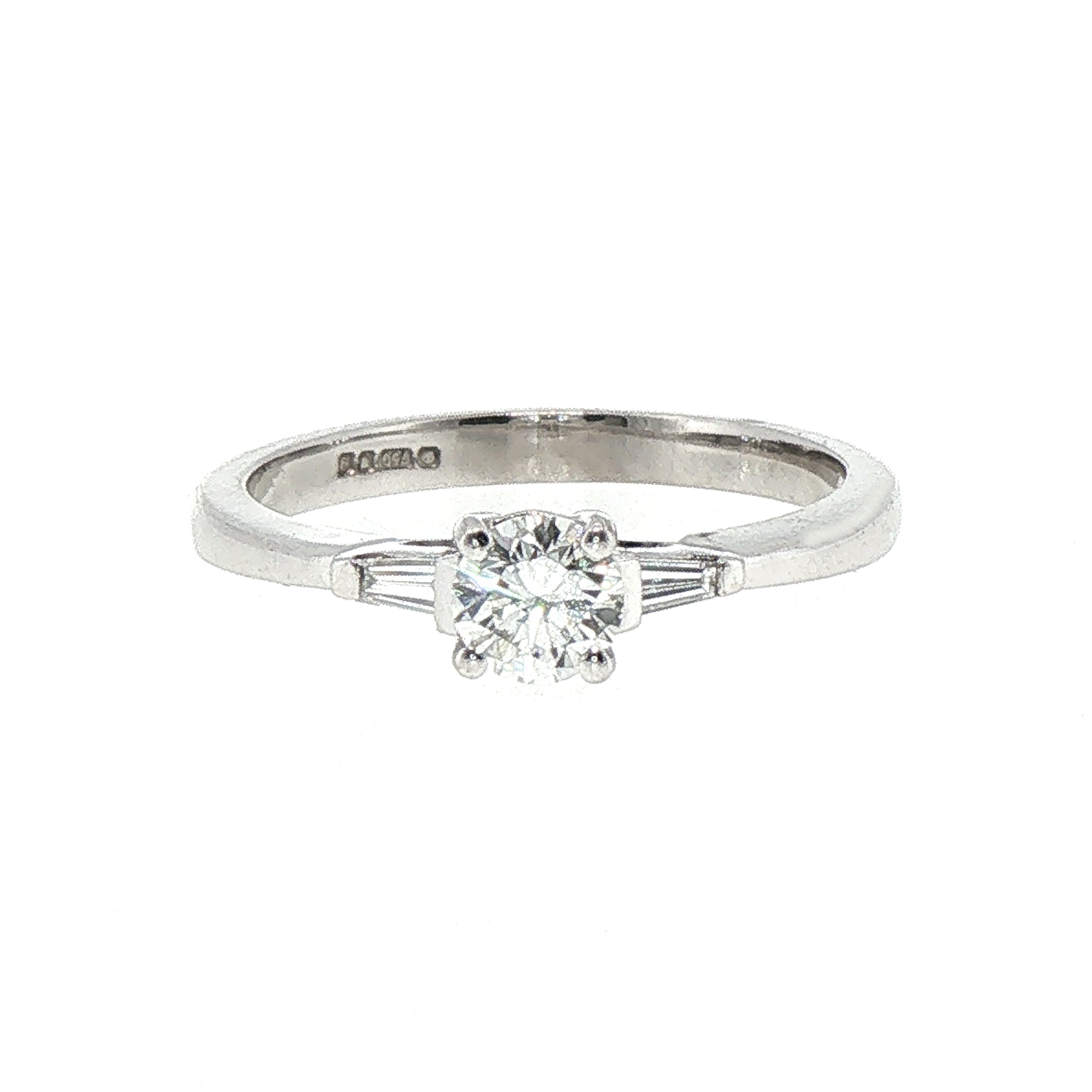 0.44 F VS Solitaire Natural Diamond Ring with Diamond Sholder set in 18ct White Gold