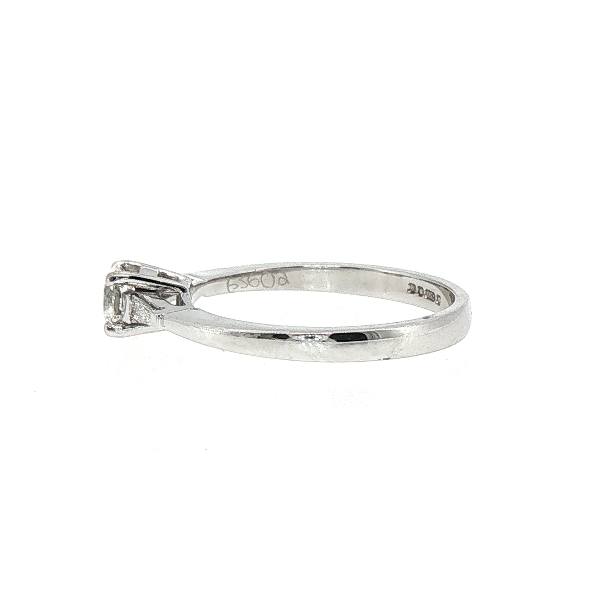 0.44 F VS Solitaire Natural Diamond Ring with Diamond Sholder set in 18ct White Gold