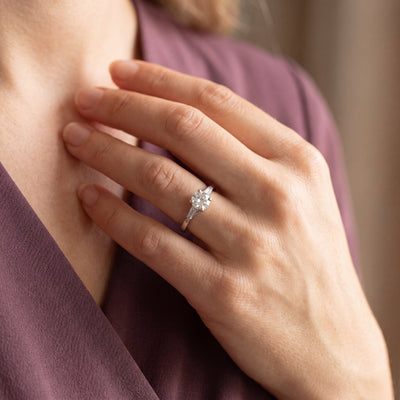 0.44 F VS Solitaire Natural Diamond Ring with Diamond Sholder set in 18ct White Gold