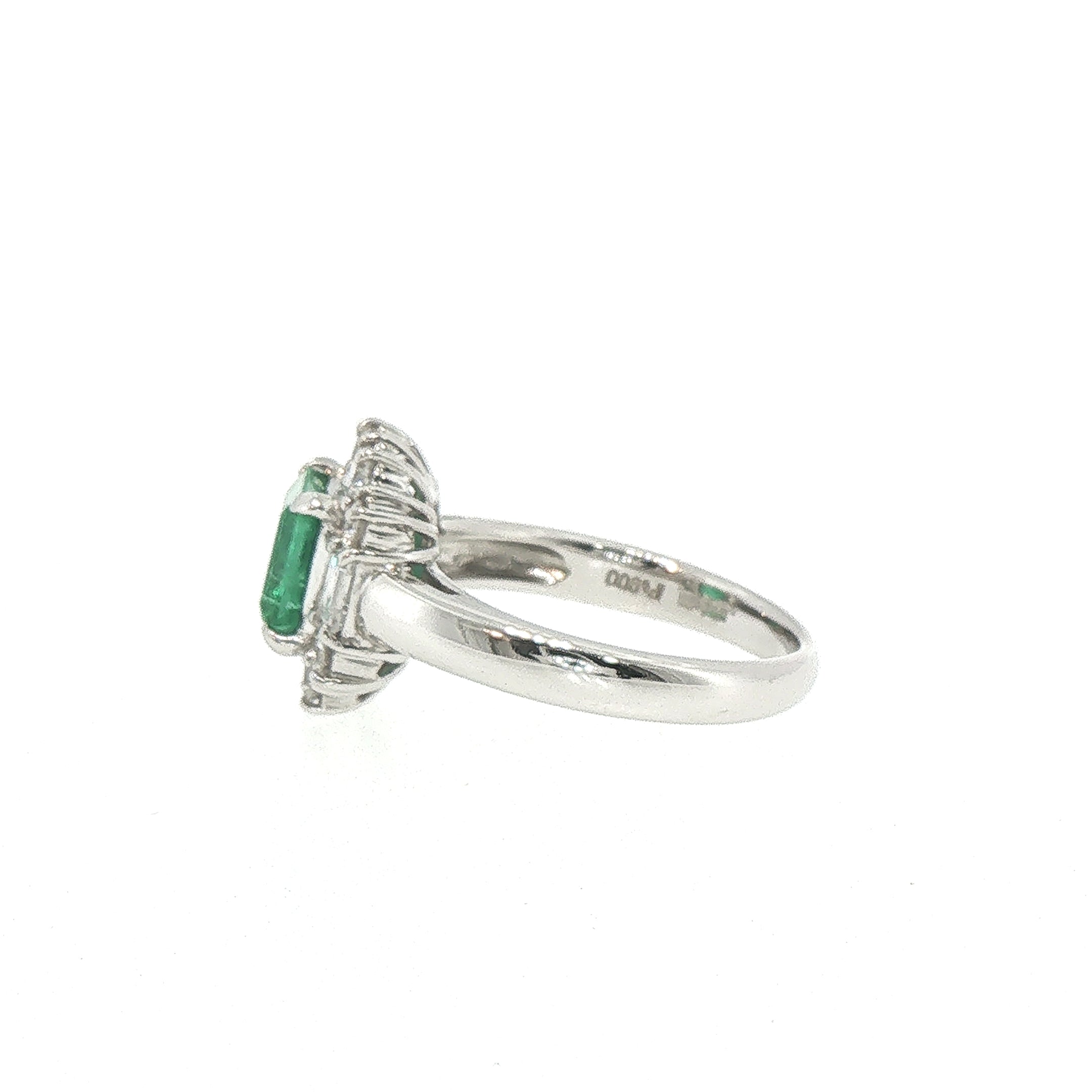 Princess Cut Natural Emerald & Diamond Cluster Ring
