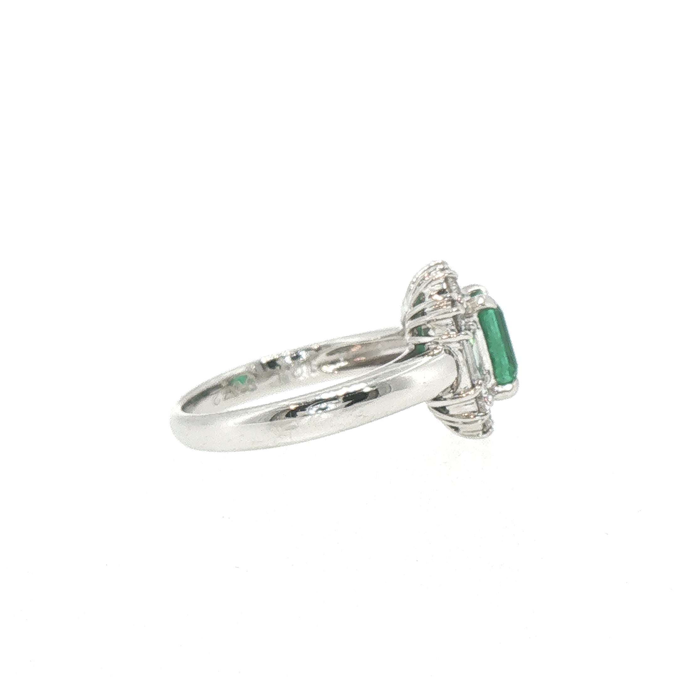 Princess Cut Natural Emerald & Diamond Cluster Ring