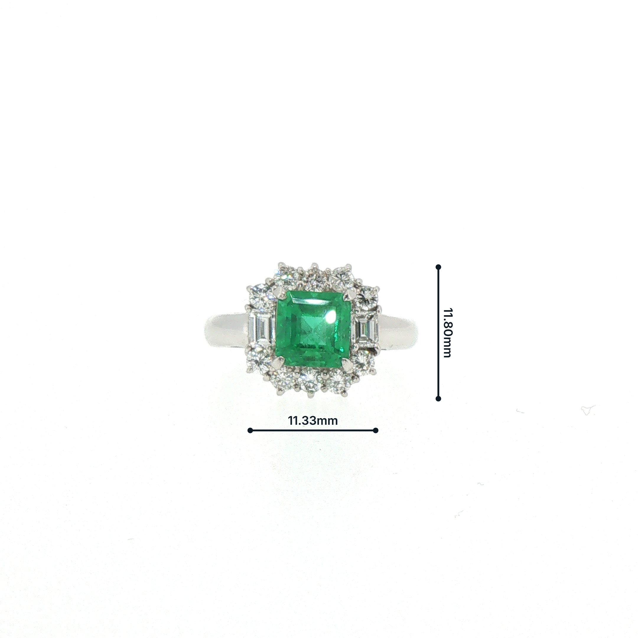 Princess Cut Natural Emerald & Diamond Cluster Ring