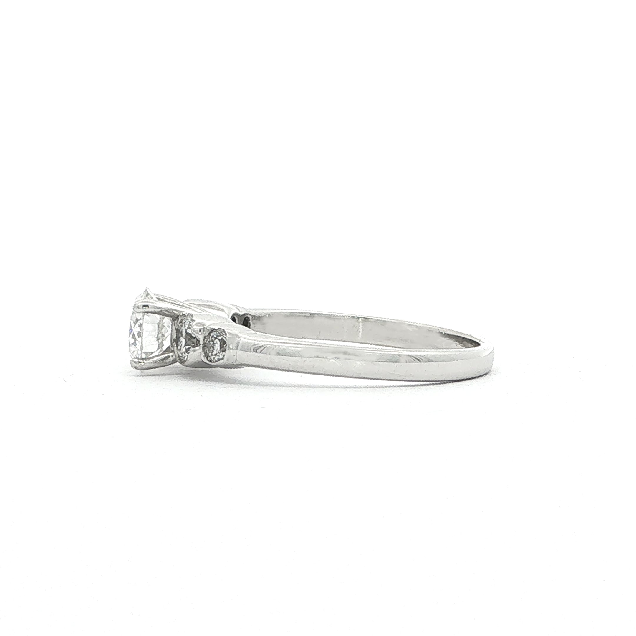 0.50ct G Vs Round Brilliant Cut Natural Diamond Solitaire With  Side Diamonds Set In 18ct White Gold