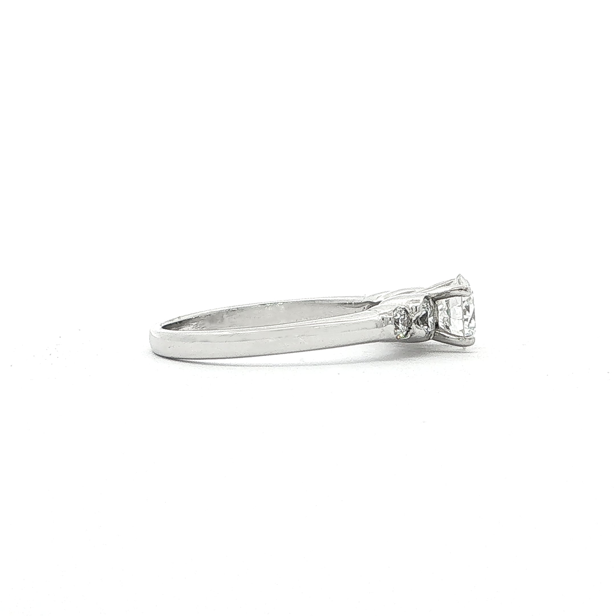0.50ct G Vs Round Brilliant Cut Natural Diamond Solitaire With  Side Diamonds Set In 18ct White Gold