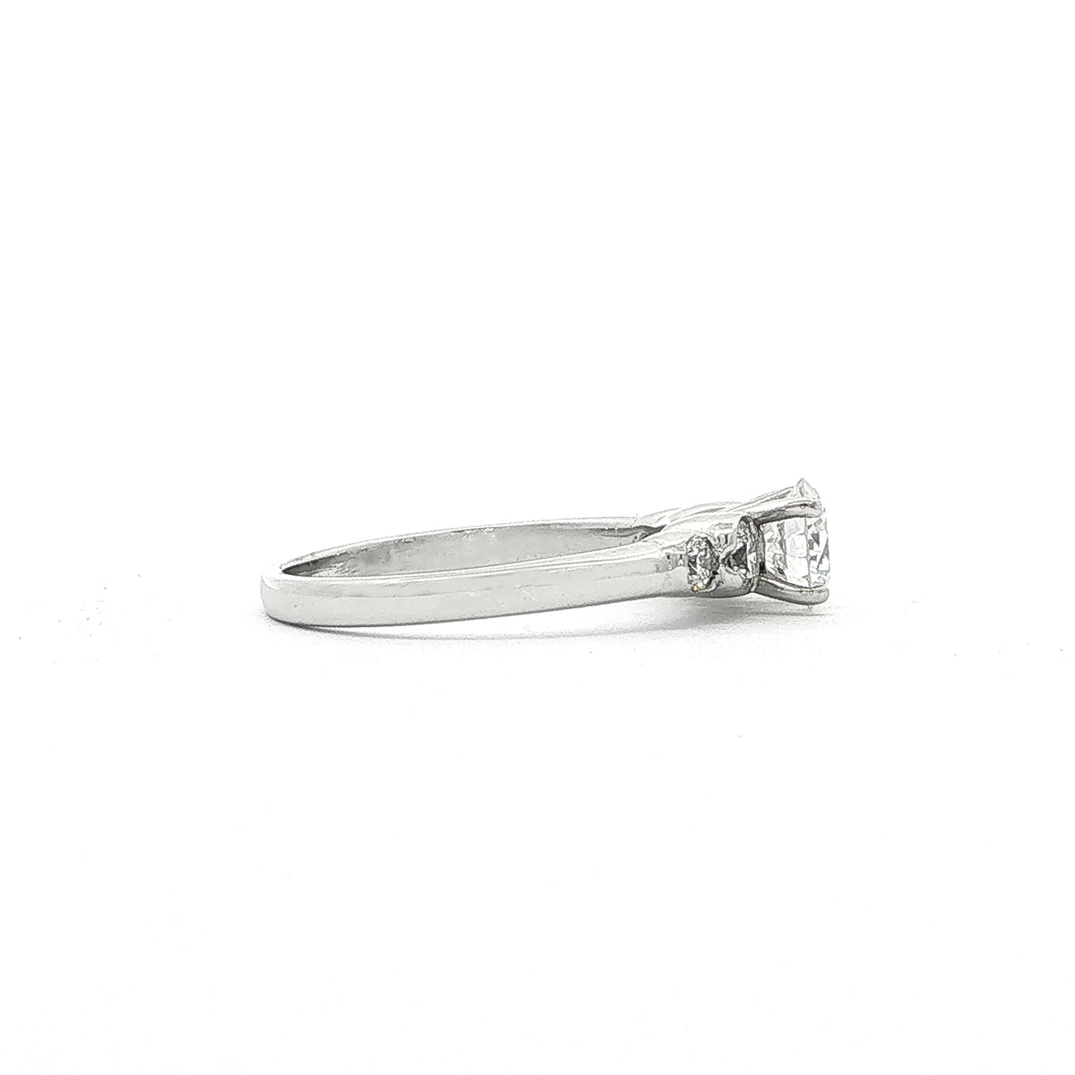 0.50ct G Vs Round Brilliant Cut Natural Diamond Solitaire With  Side Diamonds Set In 18ct White Gold