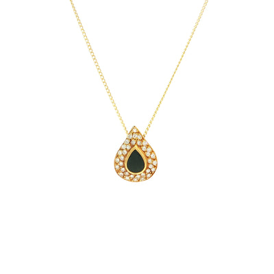 Vintage Sapphire and Natural Diamond Tear Shaped Pendant in 18ct Yellow Gold